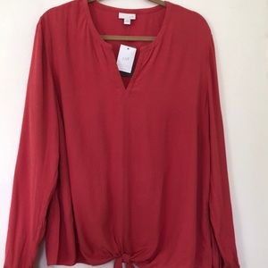 J.Jill Long Sleeve Tie Front Top Sz Large